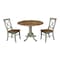 International Concepts Round 42 in Dual Drop Leaf Table, 2 X-Back Chairs, Hickory/Stone, 42 W, 42 L, 29.5 in H, Wood K41-42DP-C613P - alternate 1